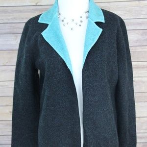 CATHERINE STEWART Gray & Turquoise Wool Jacket
